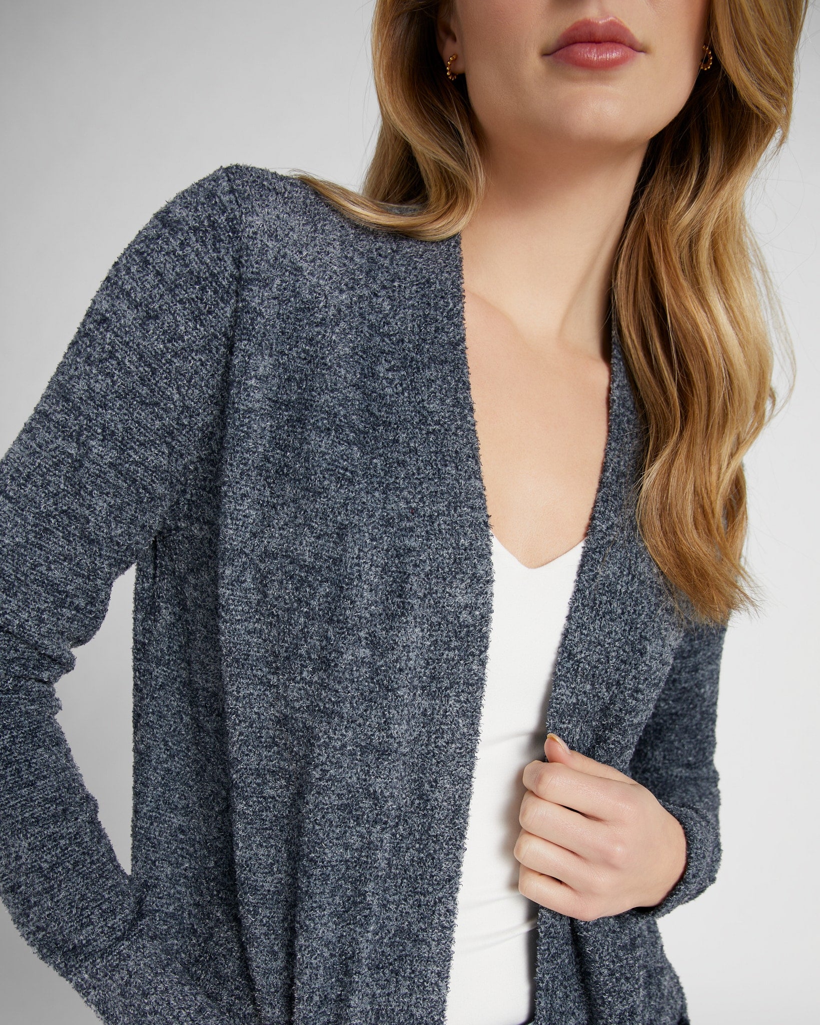 Heather Denim $|& Search For Sanity Cozy Cardigan - SOF Detail
