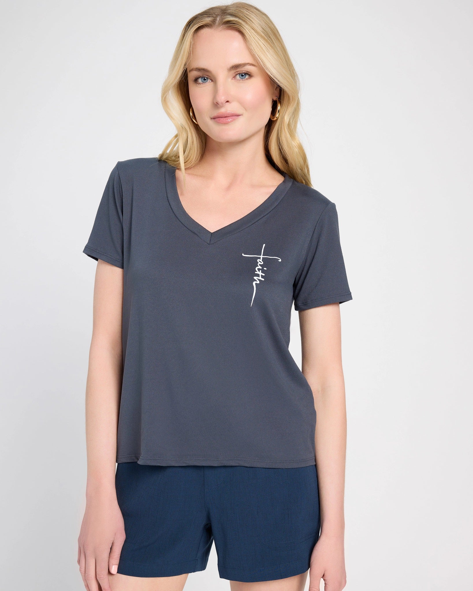 Navy $|& Polagram Faith Over Fear Tee - SOF Back