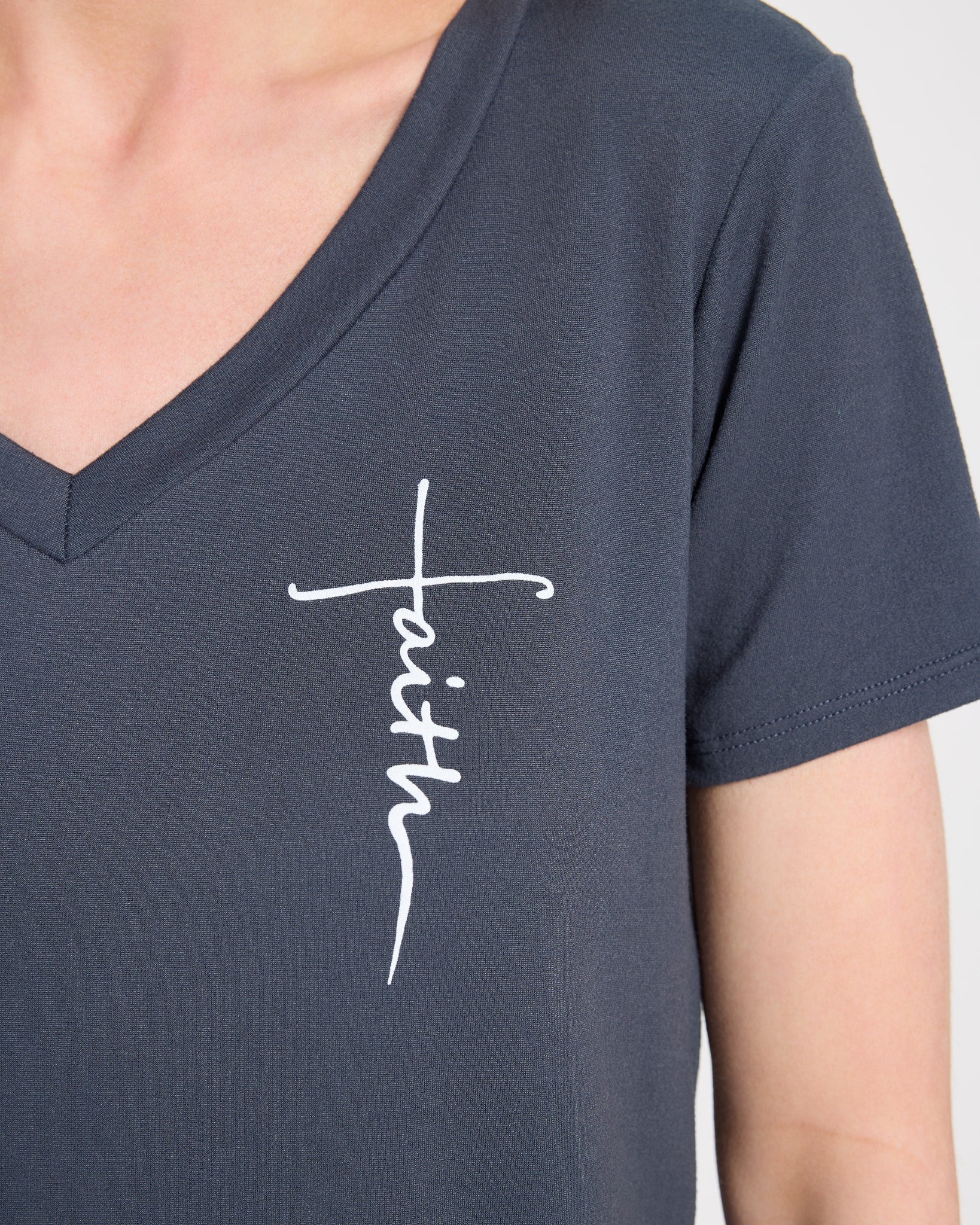 Navy $|& Polagram Faith Over Fear Tee - SOF Back