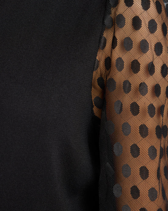 Black $|& Apricot Polka Dot Mesh Sleeve Knit Pullover - SOF Detail