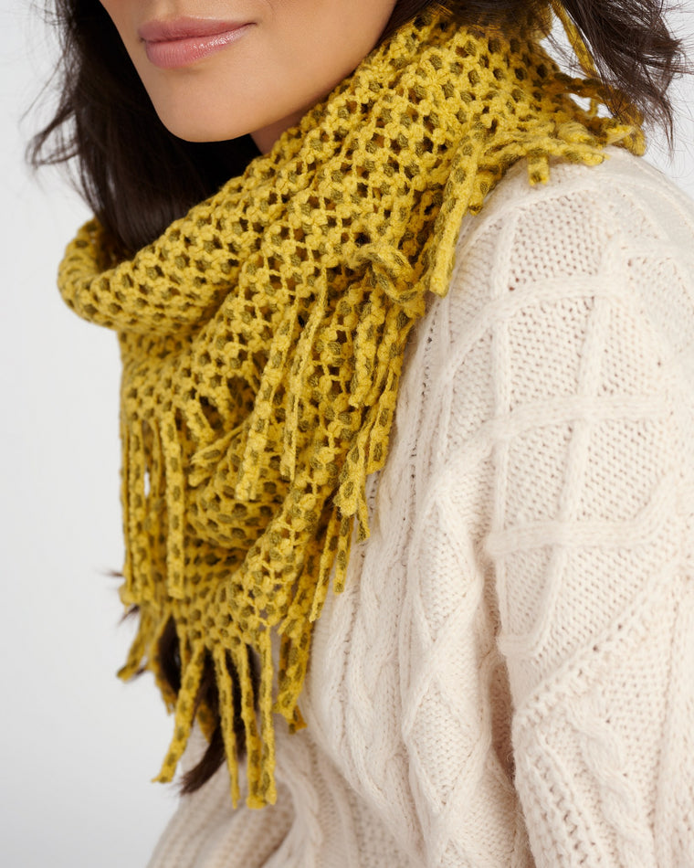 Mustard $|& Elegant Essence 2-Tone Mini Tube Scarf - SOF Detail