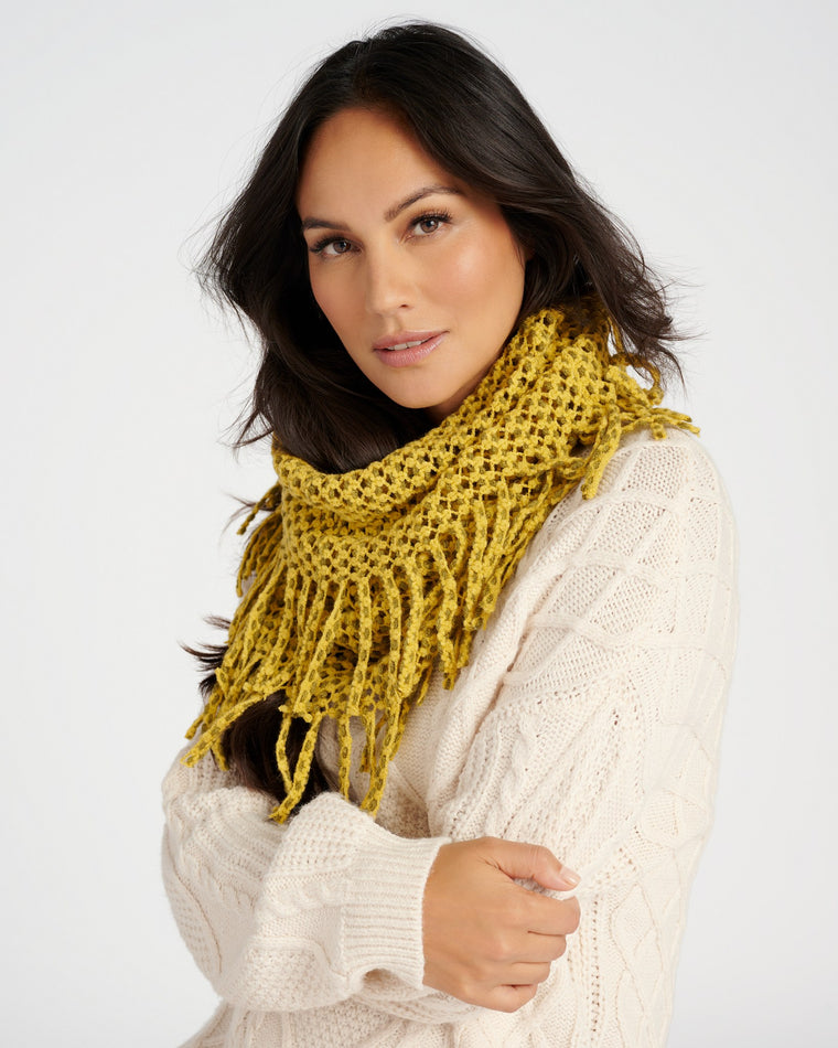 Mustard $|& Elegant Essence 2-Tone Mini Tube Scarf - SOF Front