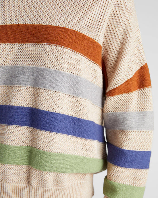 Multi Color Stripe Sweater H. Oatmeal $|& ACOA Multi Color Stripe Sweater - SOF Detail