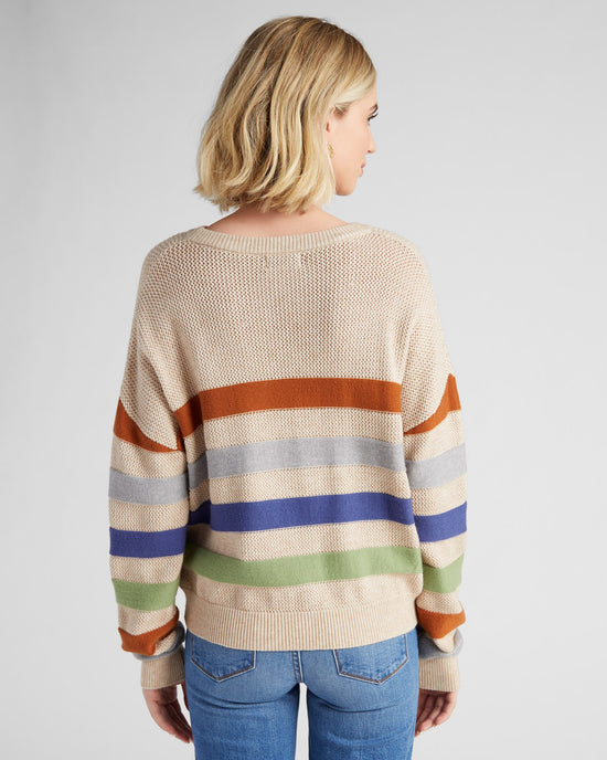 Multi Color Stripe Sweater H. Oatmeal $|& ACOA Multi Color Stripe Sweater - SOF Back