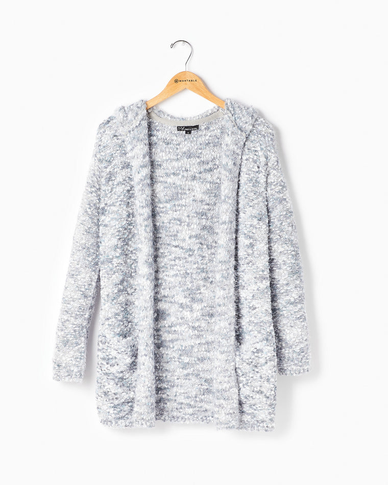 Multi $|& Metric Boucle Hooded Cardigan - Hanger Front