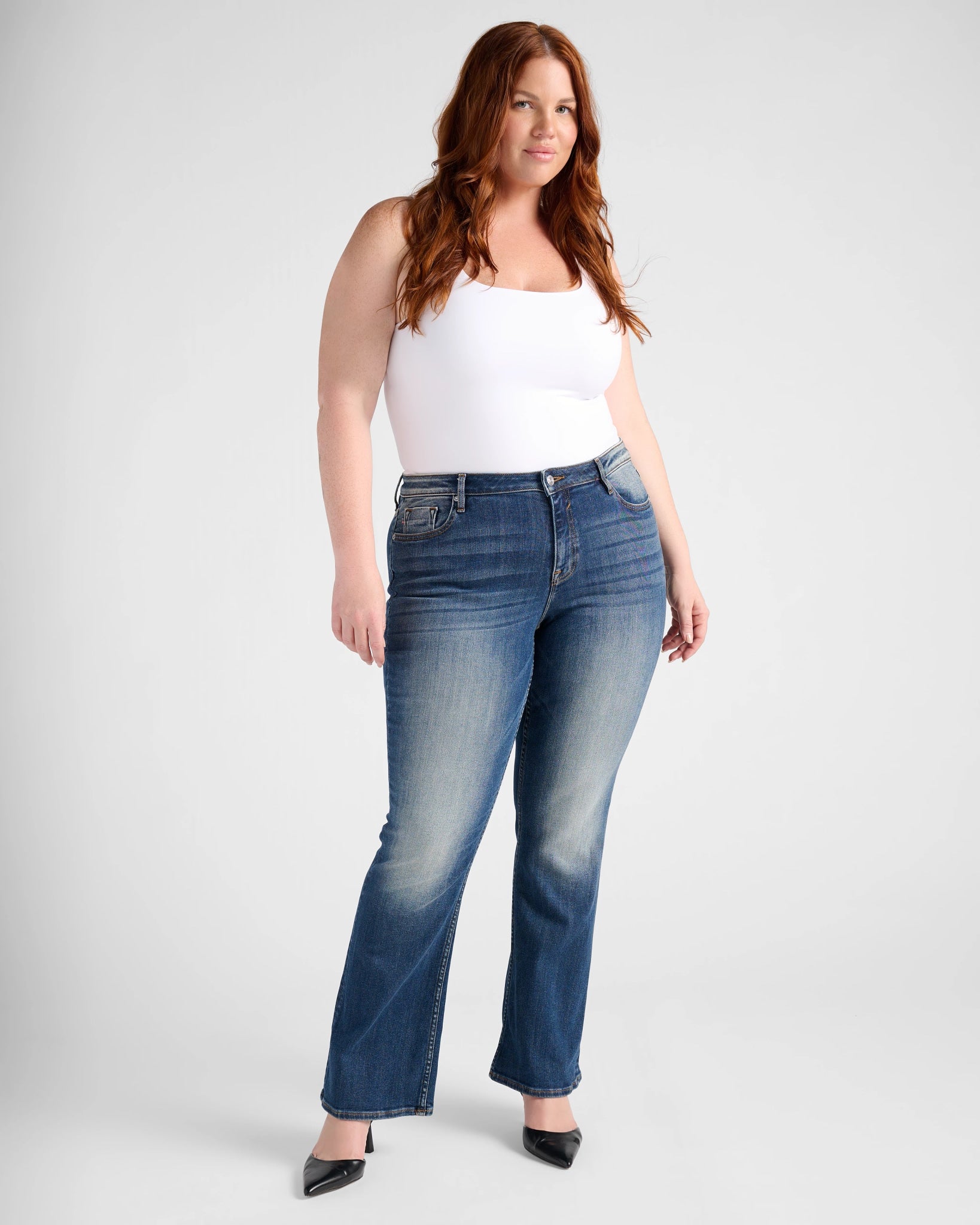 Dark Wash Blue $|& Vigoss Jagger Classic Fit Bootcut Jeans - SOF Full Front