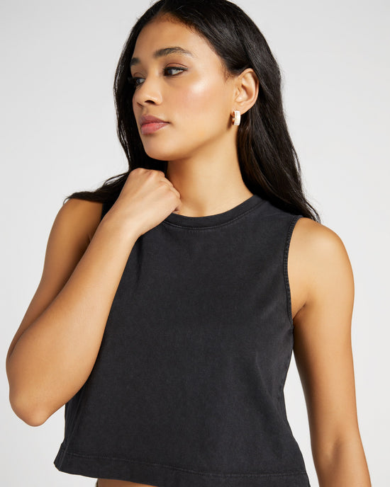 Black $|& Z Supply Sloane Jersey Muscle Tank - SOF Detail