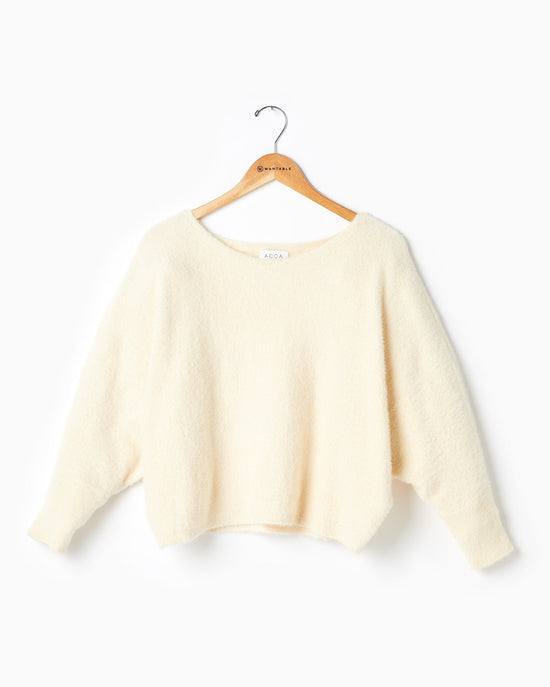 Ivory $|& ACOA Off The Shoulder Sweater - Hanger Detail