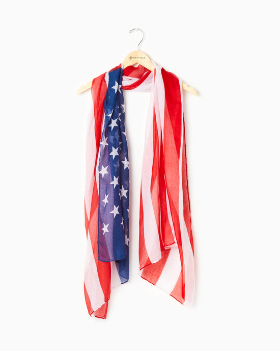 American Flag Scarf $|& Elegant Essence American Flag Scarf - Hanger Front