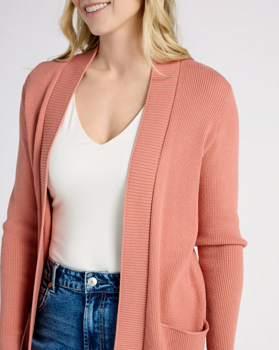 Light Rust $|& Staccato Open Front Pocket Cardigan - SOF Detail