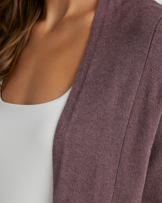 Heather Acai $|& Dreamers Open Long Line Cardigan withPockets - SOF Detail