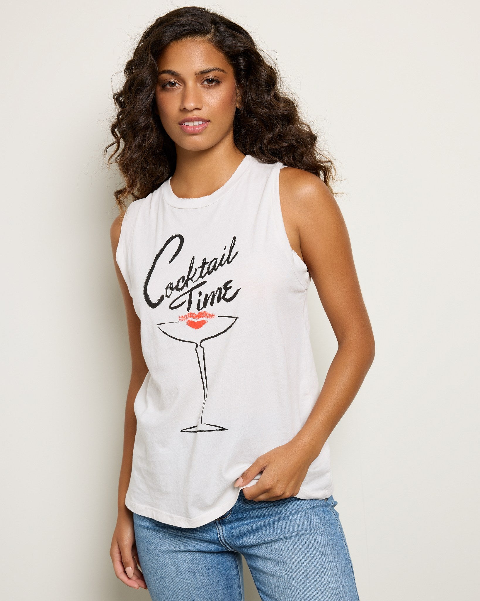 Vintage White $|& Project Social T Cocktail Time Tank - SOF Front