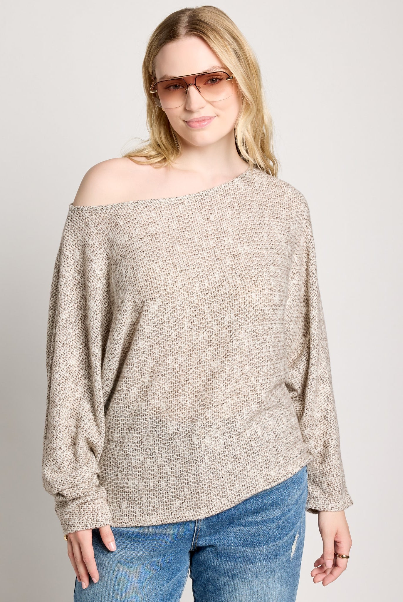 Oatmeal $|& Sadie & Sage Billie Dolman Top - SOF Front