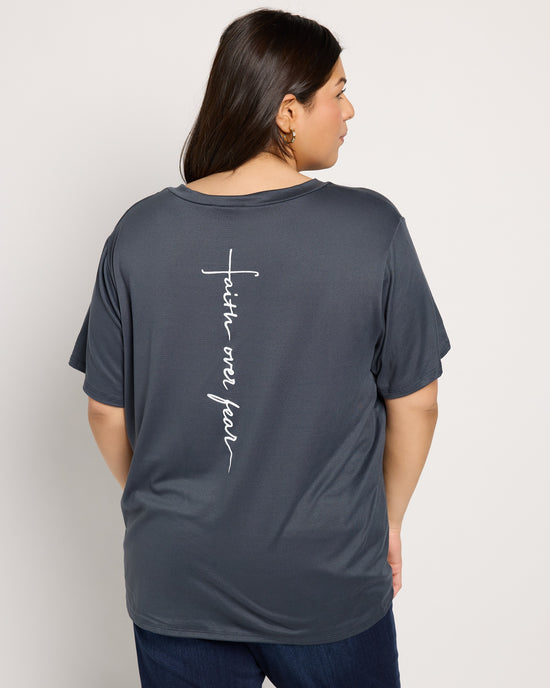 Navy $|& Polagram Faith Over Fear Tee - SOF Back