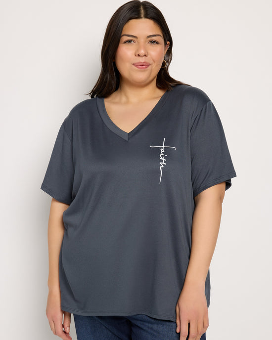 Navy $|& Polagram Faith Over Fear Tee