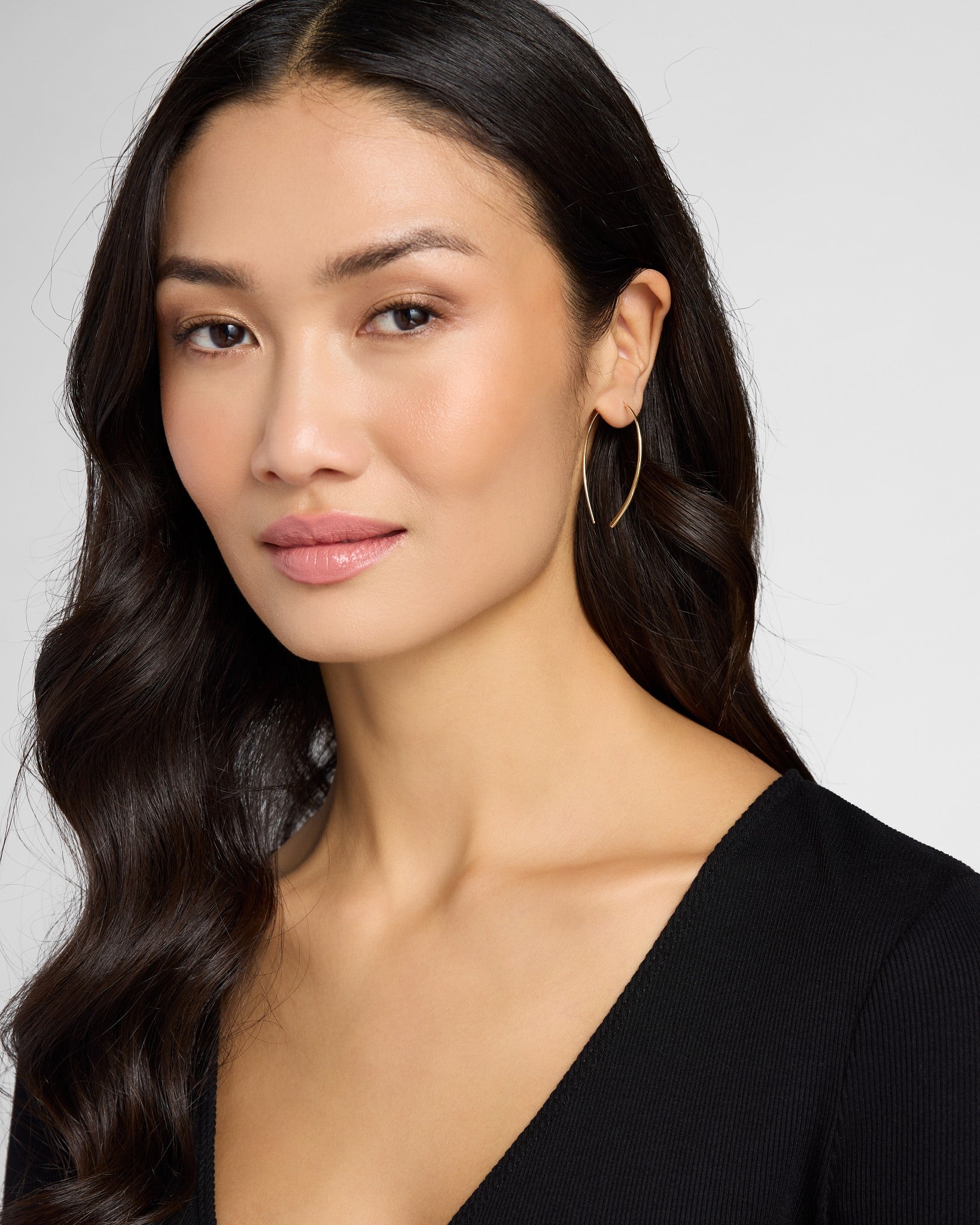 Gold $|& Sterling Forever Delicate Threader Hoop Earrings - SOF Back