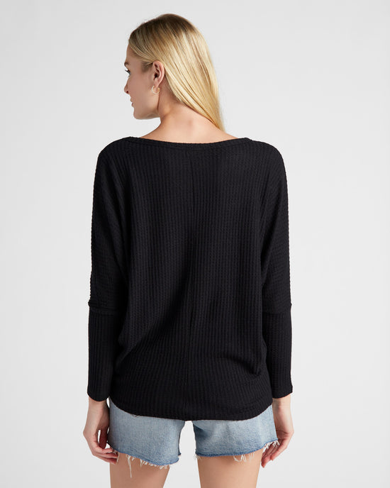 Brushed Thermal Long Dolman Sleeve Top Black $|& W. by Wantable Brushed Thermal Long Dolman Sleeve Top - SOF Back