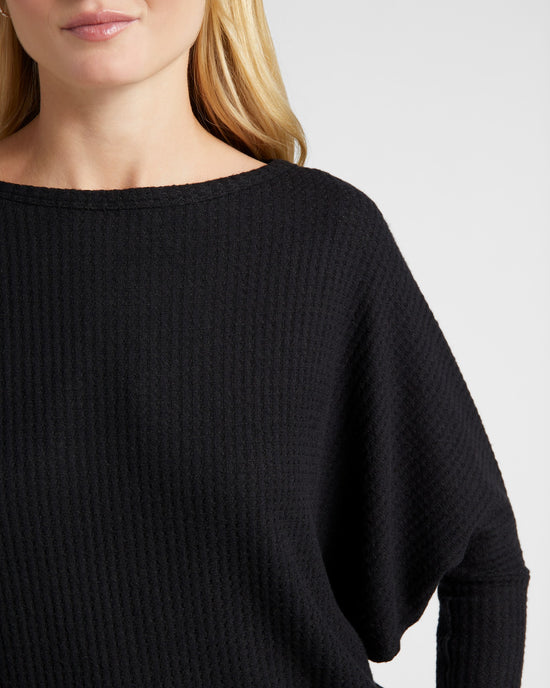 Brushed Thermal Long Dolman Sleeve Top Black $|& W. by Wantable Brushed Thermal Long Dolman Sleeve Top - SOF Detail