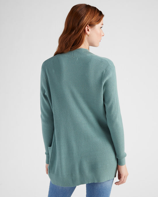 Dusty Jade $|& Staccato Open Front Pocket Cardigan - SOF Back