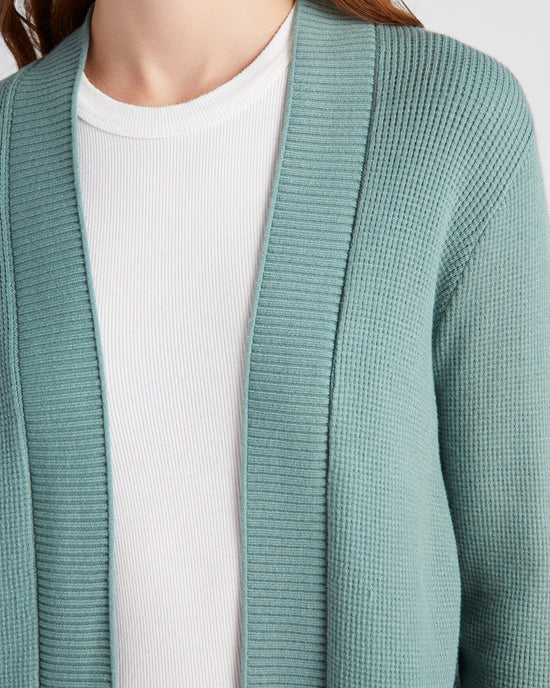 Dusty Jade $|& Staccato Open Front Pocket Cardigan - SOF Detail