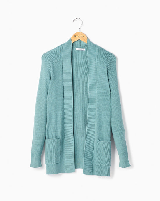 Dusty Jade $|& Staccato Open Front Pocket Cardigan - Hanger Front