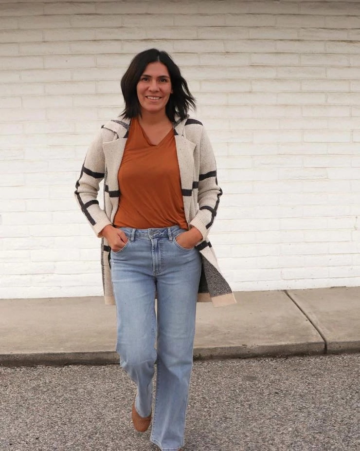 Ivory/Black $|& OneWorld Plaid Sweater Coatigan - UGC On Fig