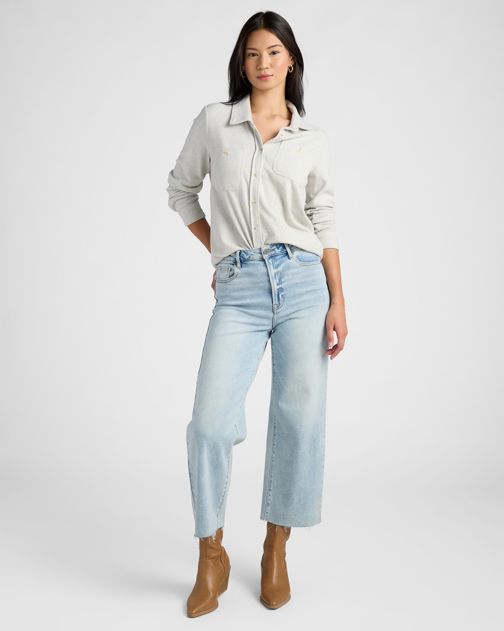 Heather Grey $|& Thread & Supply Lewis Shirt - SOF Full Front