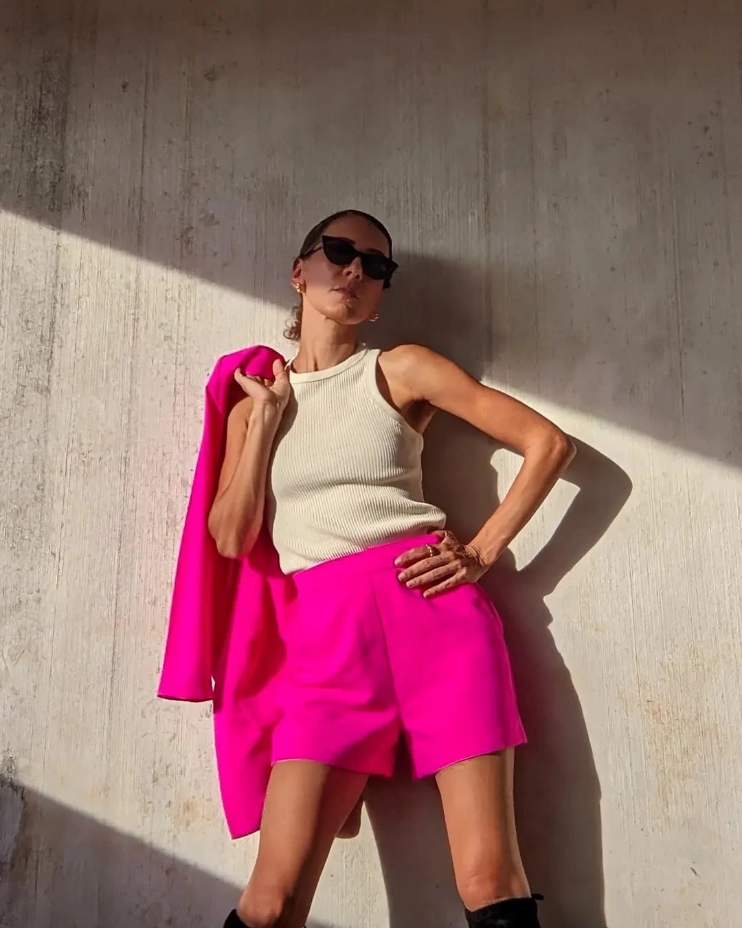 Ultra Pink $|& Skies Are Blue Boyfriend Blazer - VOF Back