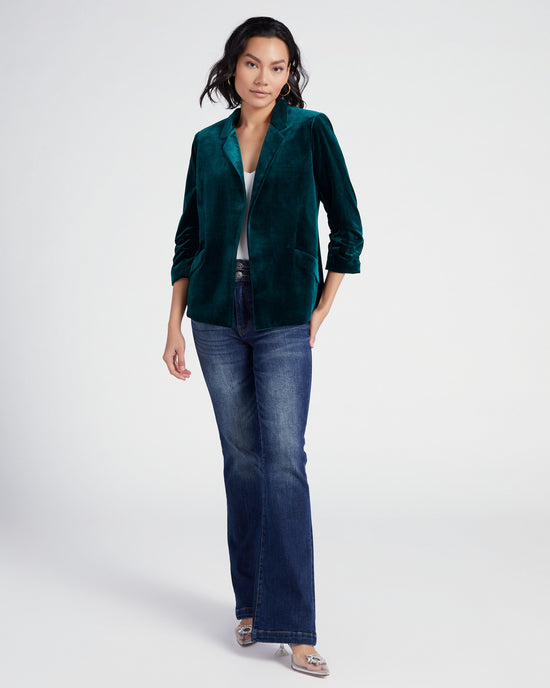 Hunter Green $|& Skies Are Blue Velvet Blazer - SOF Full Front