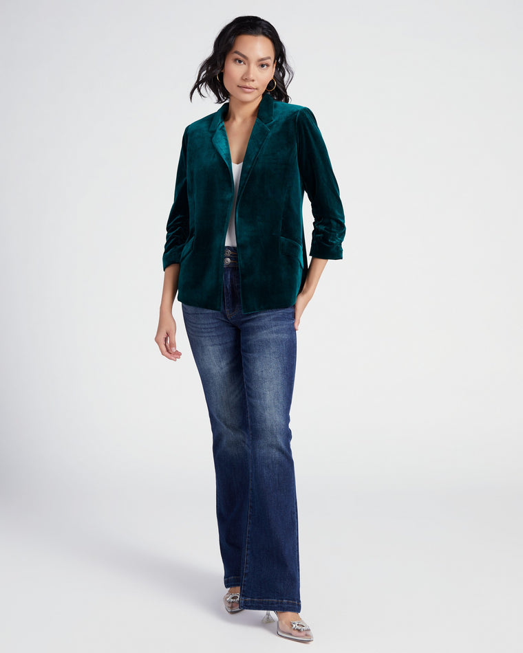 Hunter Green $|& Skies Are Blue Velvet Blazer - SOF Full Front
