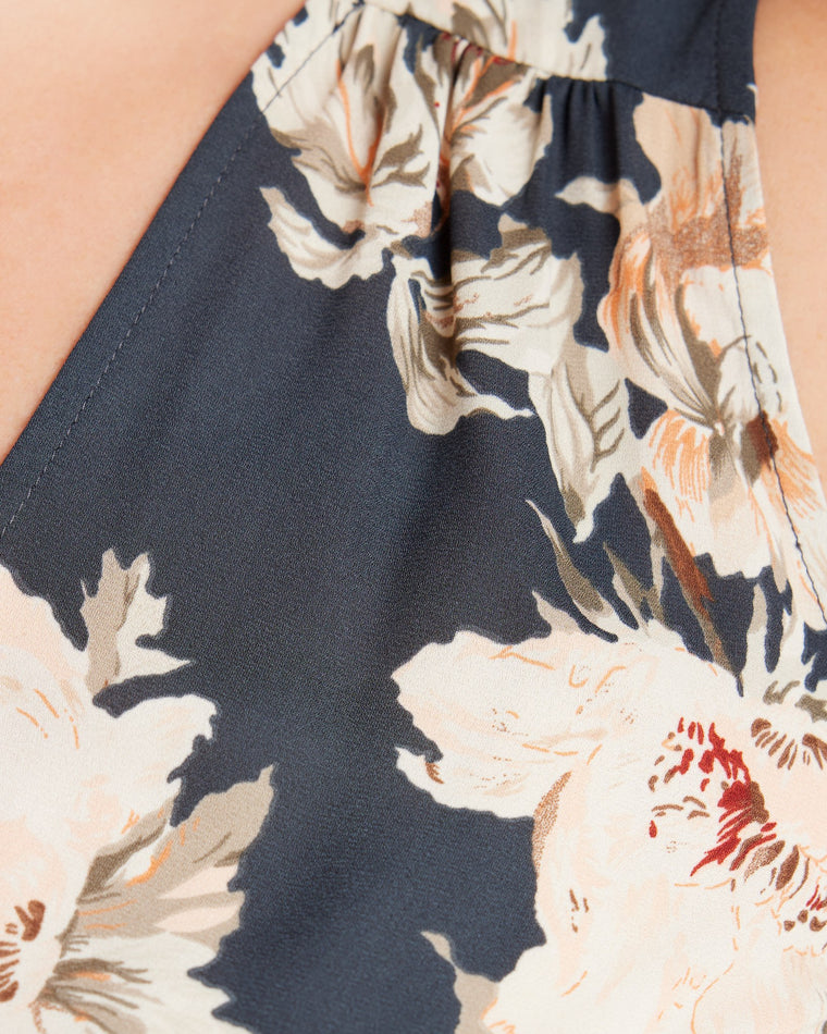 Black/White $|& West Kei Sleeveless Floral Woven/Knit Wrap Top - SOF Detail