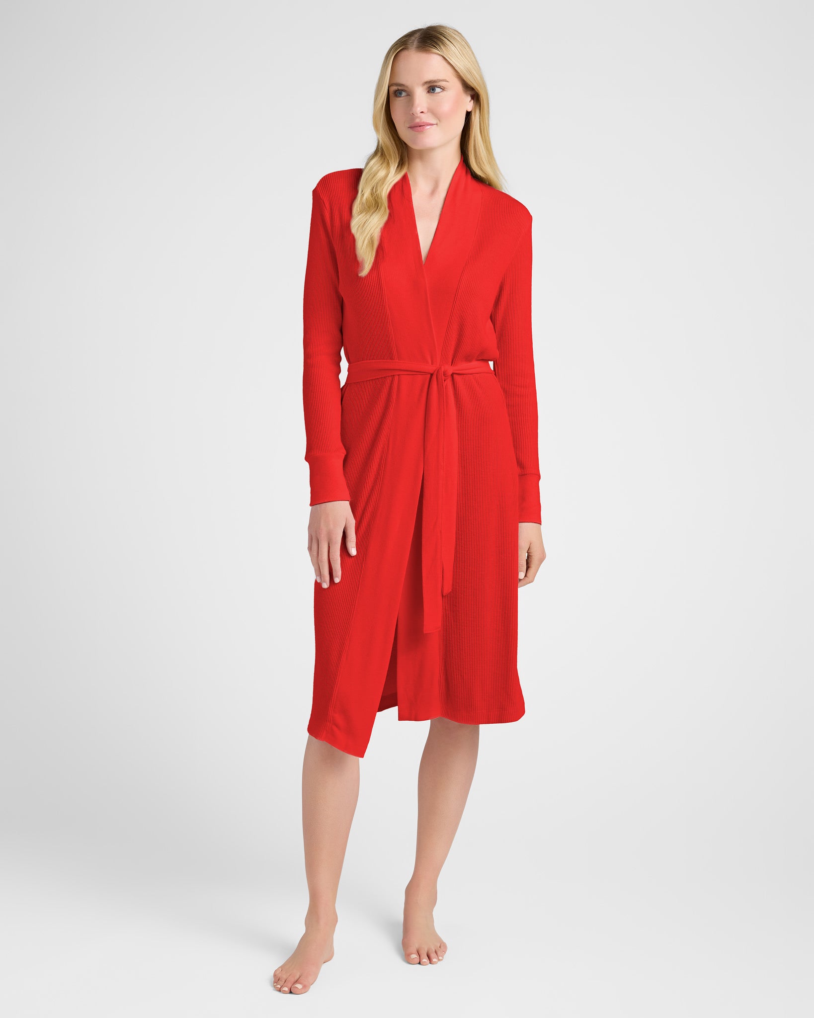 Red $|& PJ Salvage Textured Essentials Robe - SOF Front