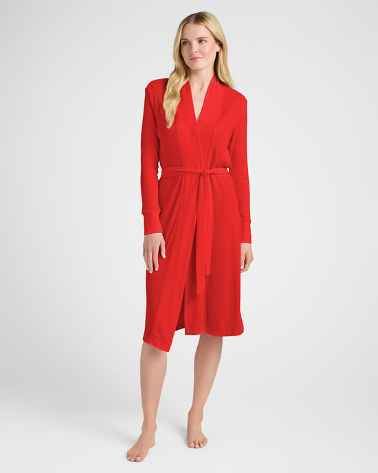 Red $|& PJ Salvage Textured Essentials Robe - SOF Front