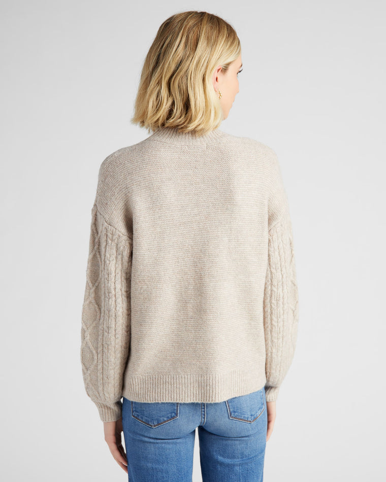 Oatmeal $|& Vigoss Cable Sleeve Sweater - SOF Back