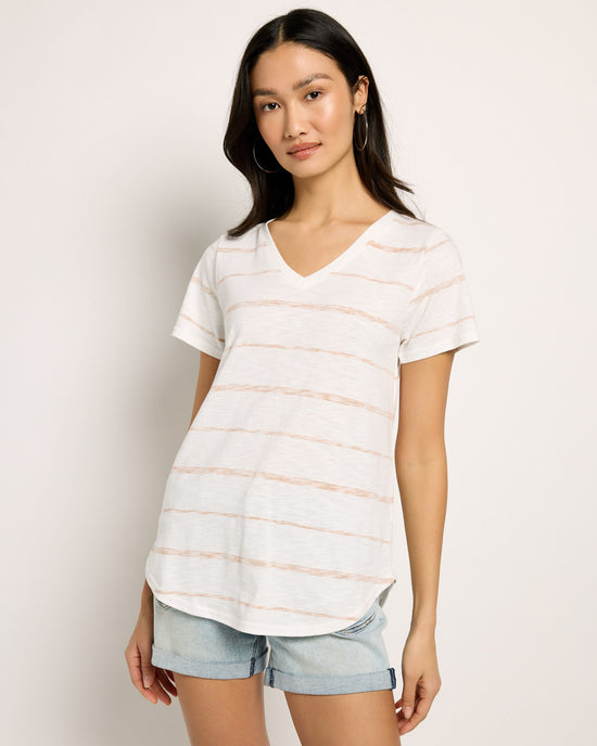Sandstone Stripe $|& Thread & Supply Amelia Stripe Tee - SOF Front