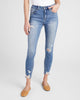 Mid Rise Distressed Ankle Skinny Jeans