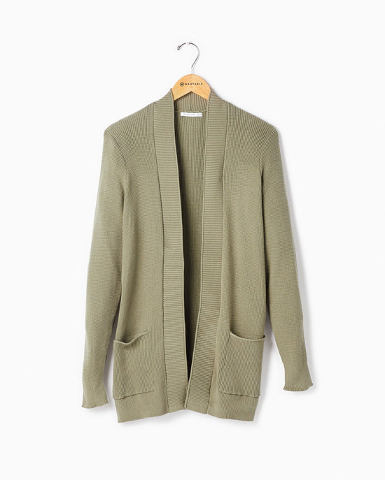 Olive $|& Staccato Open Front Pocket Cardigan - Hanger Front