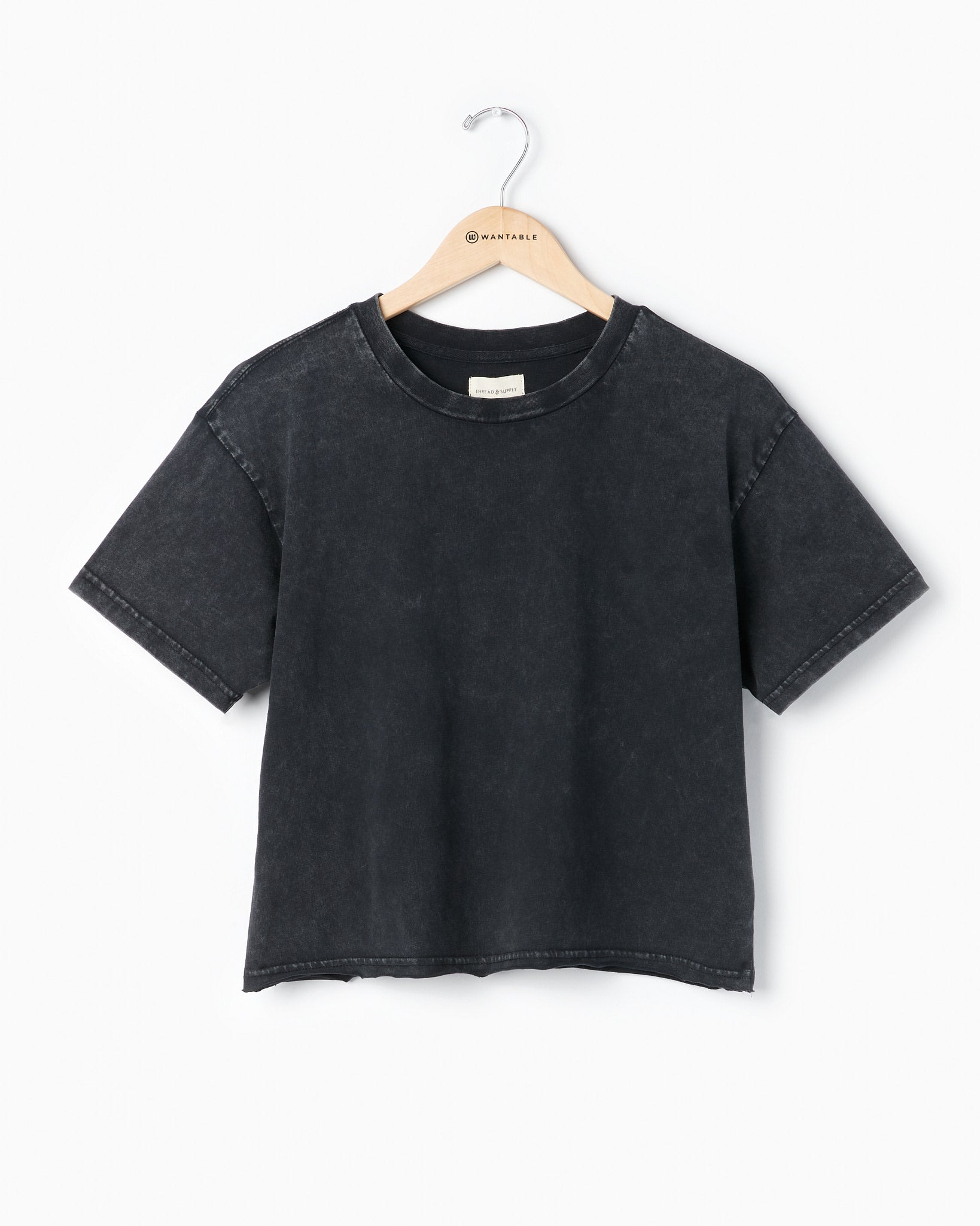 Blk Acid Wash $|& Thread & Supply Katelin Tee - Hanger Front