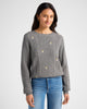 Cable Knit Flower Embroidery Pullover