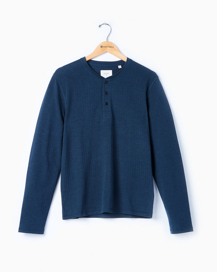 Dark Navy $|& Billy Reid Herringbone Terry Henley - Hanger Front