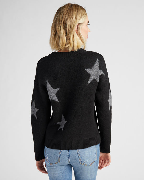 Black $|& Vigoss Crew Neck Star Print Sweater - SOF Back