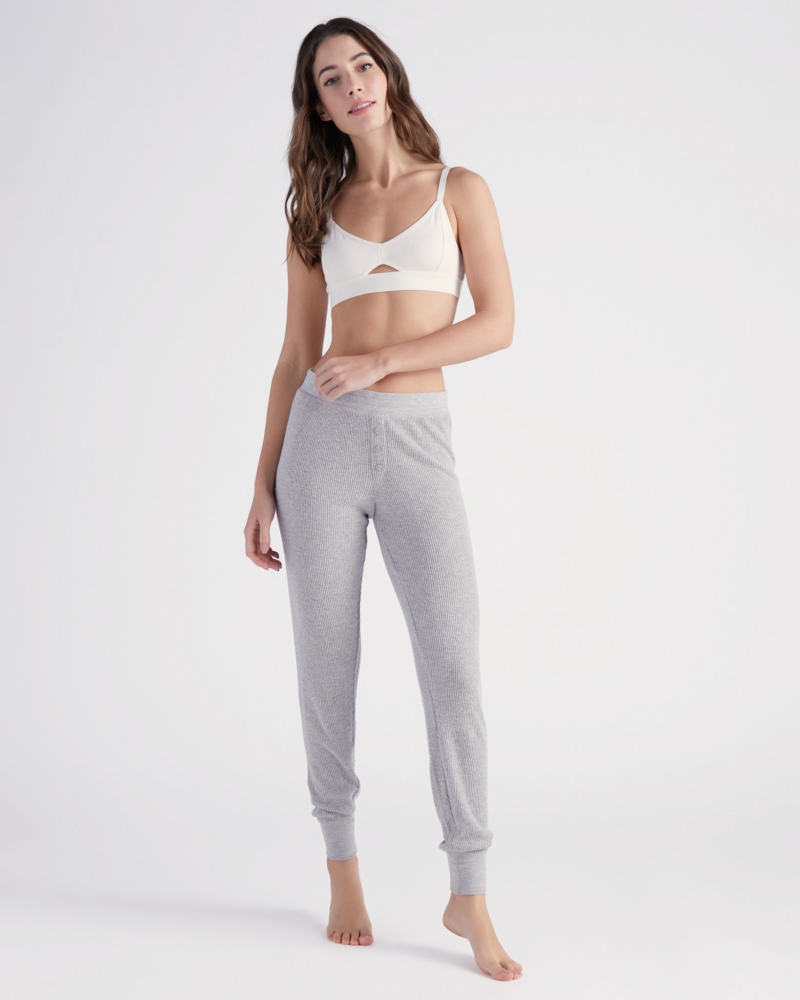 Heather Grey $|& PJ Salvage Textured Essentials Jam Pant - SOF Full Front