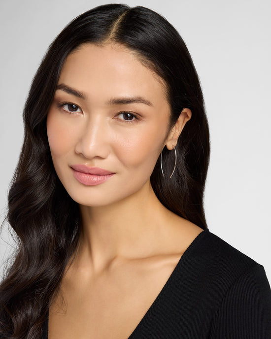 Delicate Threader Hoop Earrings Silver $|& Sterling Forever Delicate Threader Hoop Earrings - SOF Side