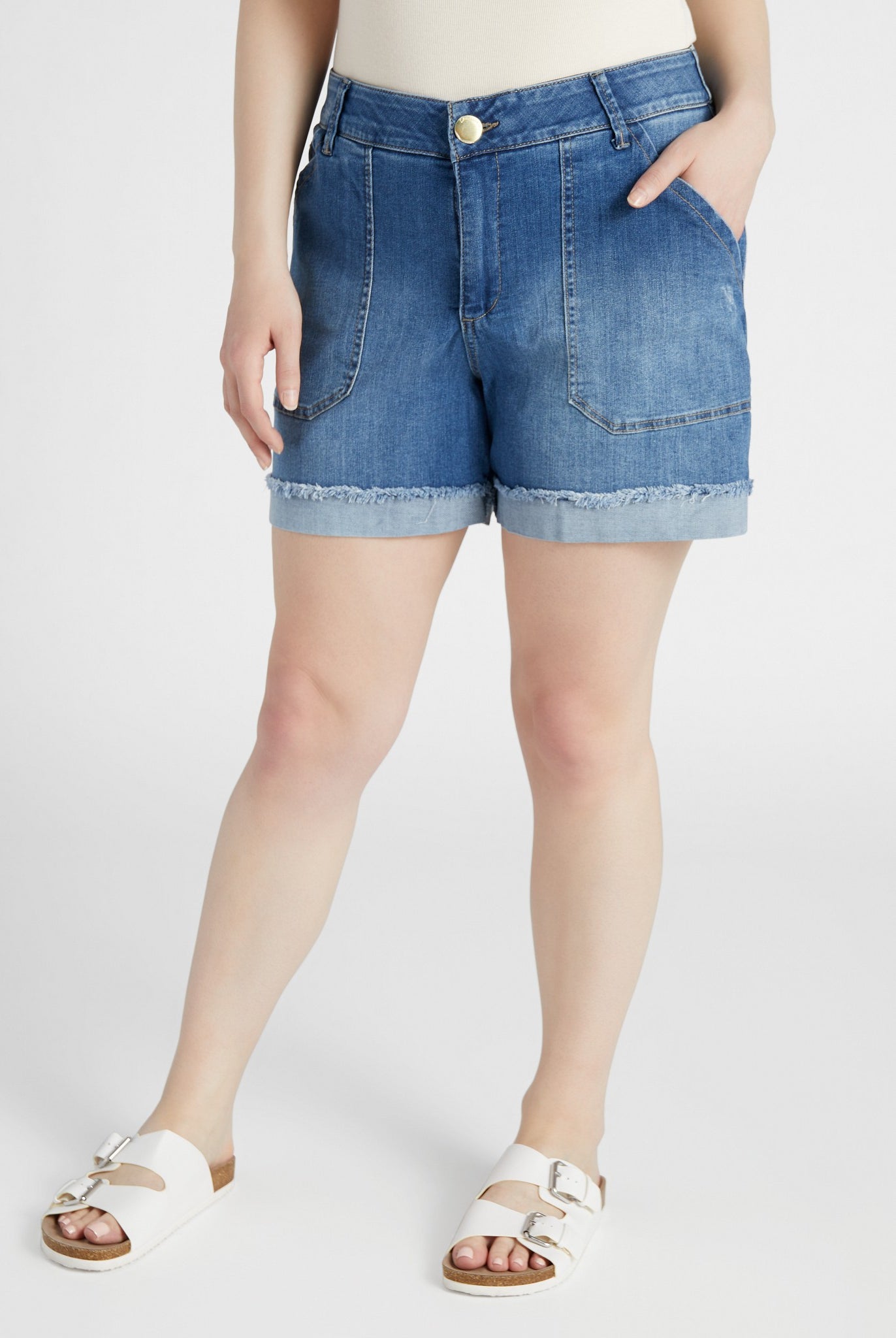 Mid Blue Vintage $|& Democracy Absolution High Rise Short - SOF Front