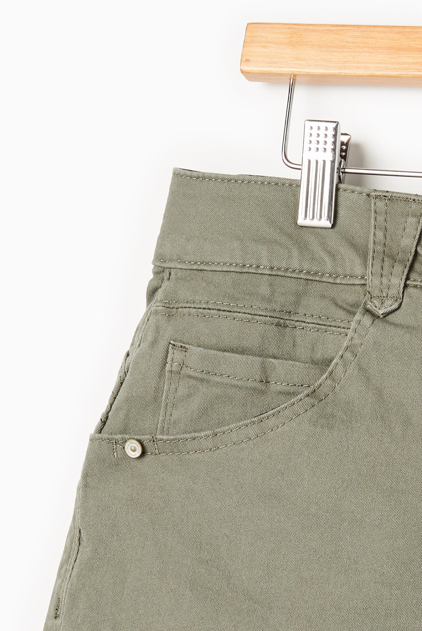 Dusty Olive $|& Democracy Absolution Cuffed Bermuda - Hanger Detail
