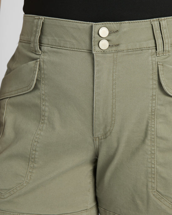 Laurel Oak $|& Democracy High Rise Double Button Utility Short - SOF Detail