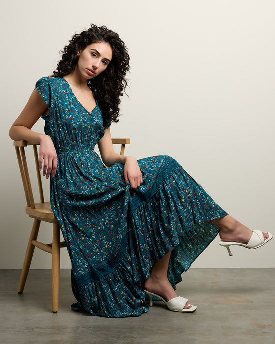 Green $|& Apricot Dianthus Lace Insert Maxi Dress - SOF Front
