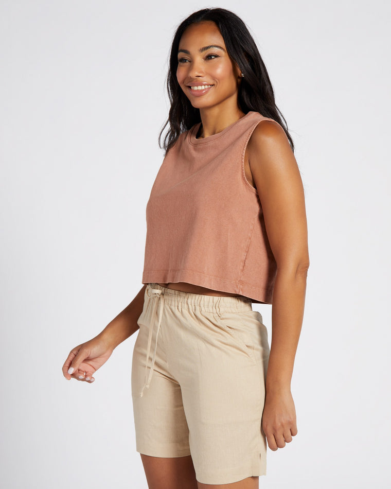 Vntg Brown $|& Z Supply Sloane Jersey Muscle Tank - SOF Front