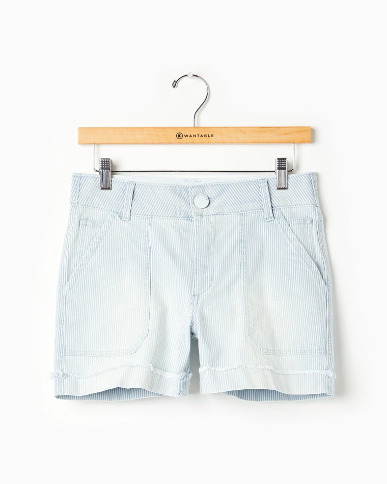 Sky Blue $|& Democracy Absolution Railroad Stripe Short - Hanger Detail