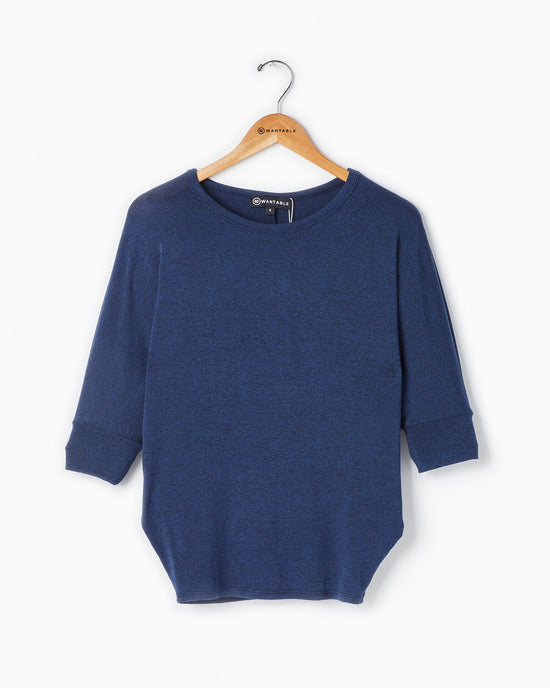 Navy $|& W. by Wantable Hacci 3/4 Sleeve Dolman Top - Hanger Front
